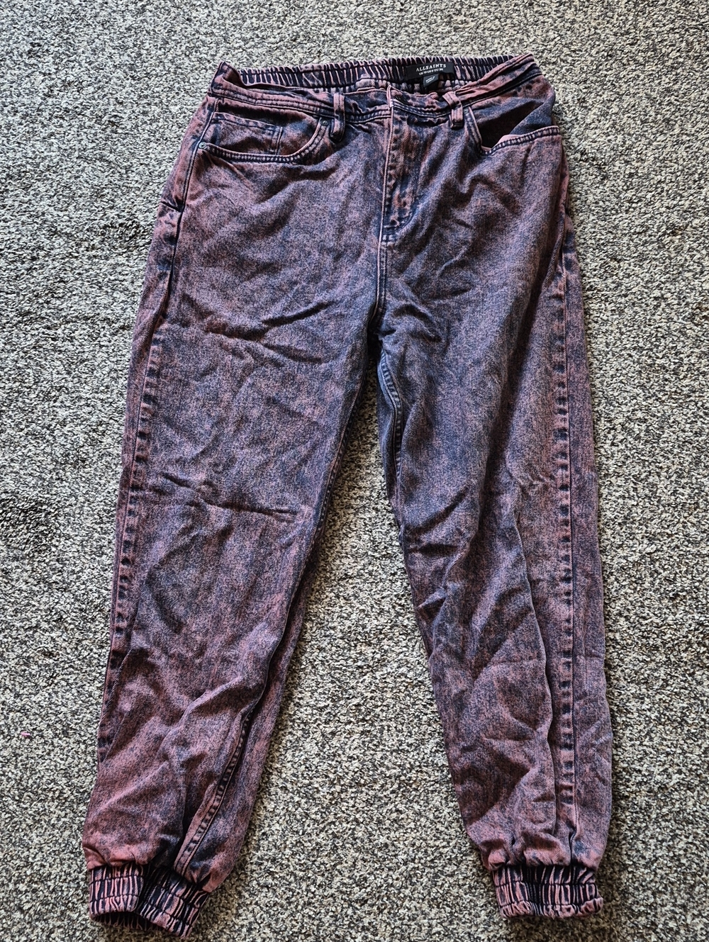 Allsaints Women's Purple-Pink Acid Wash Jogger Jeans